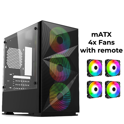 YGT B709 (Black) w/ 4x Tornado ARGB Fans + Remote