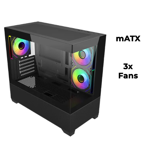 Cooler Master Elite 490 (Black) w/ 3x ARGB Fan (mATX)