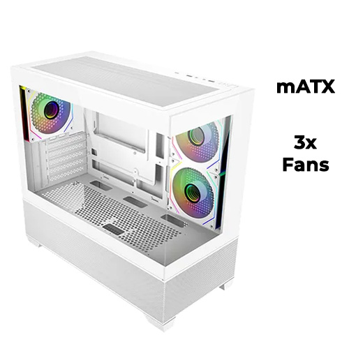 Cooler Master Elite 490 (White) w/ 3x ARGB Fan (mATX)