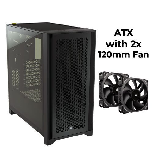 Corsair 4000D Airflow (Black) w/ 2pcs non-RGB Fan (ATX)