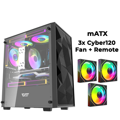 DarkFlash M305 Mesh (Black) w/ 3x Cyber120 Fans + Remote