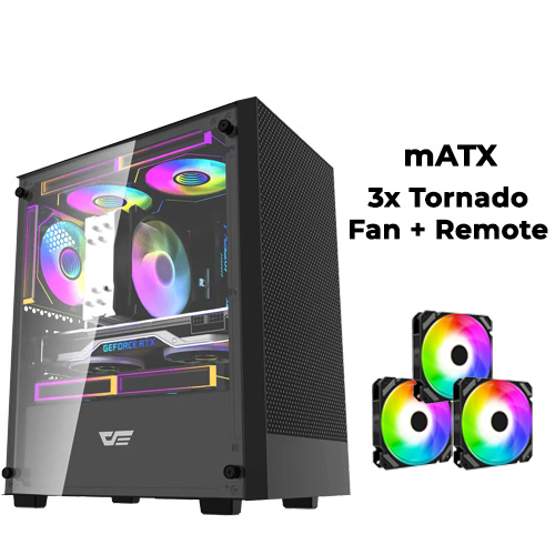 DarkFlash M305 (Black) w/ 3x Tornado Fans + Remote