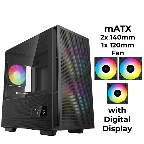 DeepCool CH360 Digital (Black) w/ 3x ARGB Fans (mATX)