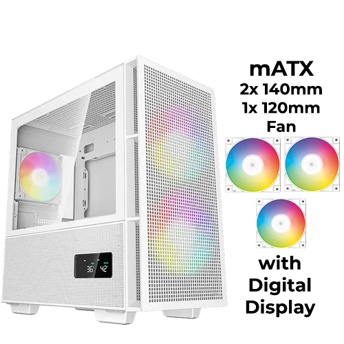 DeepCool CH360 Digital (White) w/ 3x ARGB Fans (mATX)