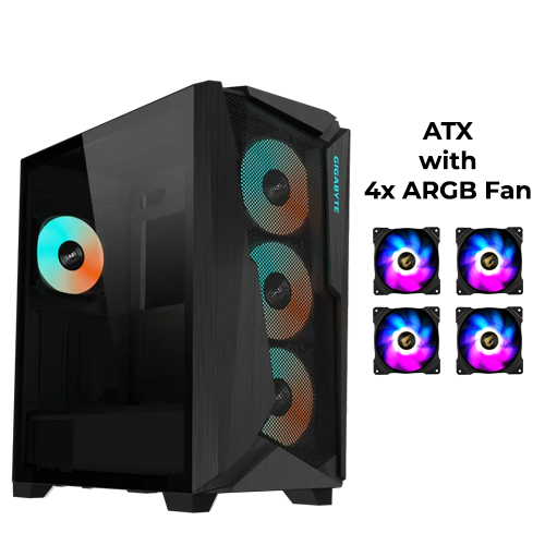 Gigabyte C301G (Black) w/ 4x ARGB Fans