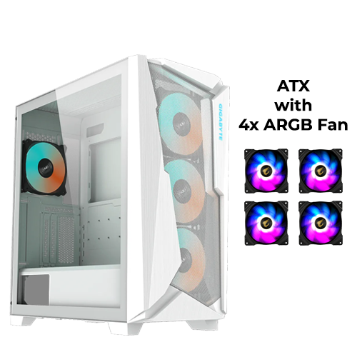 Gigabyte C301G (White) w/ 4x ARGB Fans