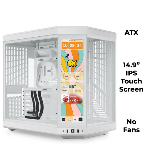 HYTE Y70 Touch Infinite (White) w/ 14.9inch IPS Touch Screen (ATX)