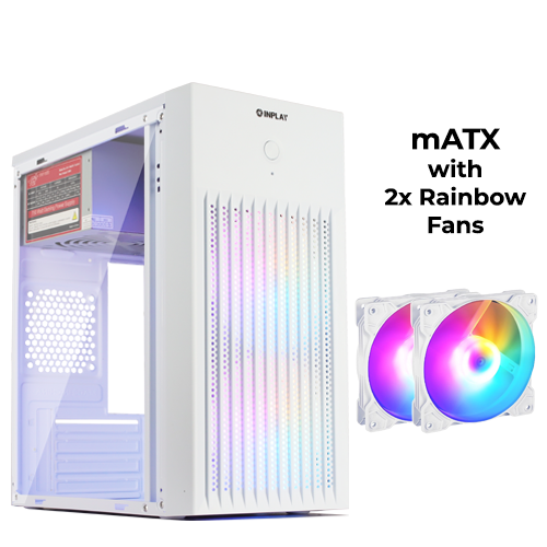 Inplay Lite X220 (White) w/ 2x Rainbow Fans (mATX)