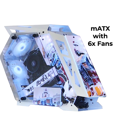 Keytech Cyborg Gundam (White) w/ 6pcs Fan (mATX)