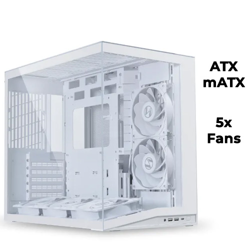 Lian Li O11 Dynamic Mini V2 Flow (White) w/ 5x Fan (ATX)