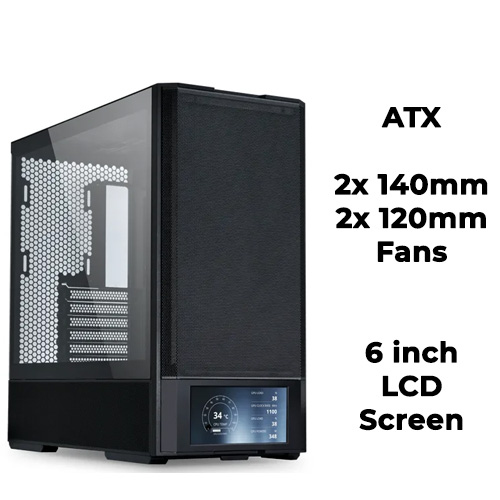 Lian Li Lancool 207 Digital (Black) (ATX) w/ 2x 140mm, 2x 120mm Fan