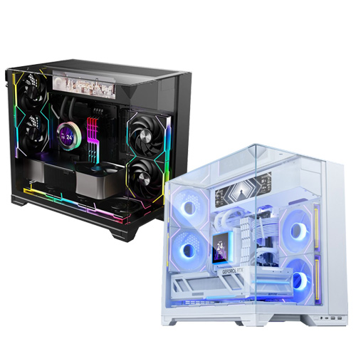 Lian Li O11 Vision-M Digital (Black/White) Dual-Chamber (mATX) w/ 9.2inch Screen