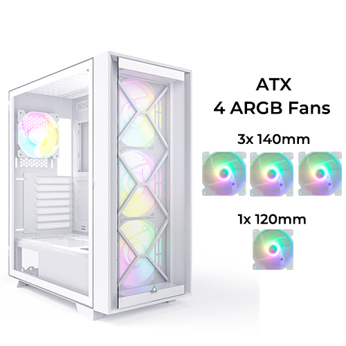 Montech Air 1000 Premium (White) w/ 4pcs ARGB Fan