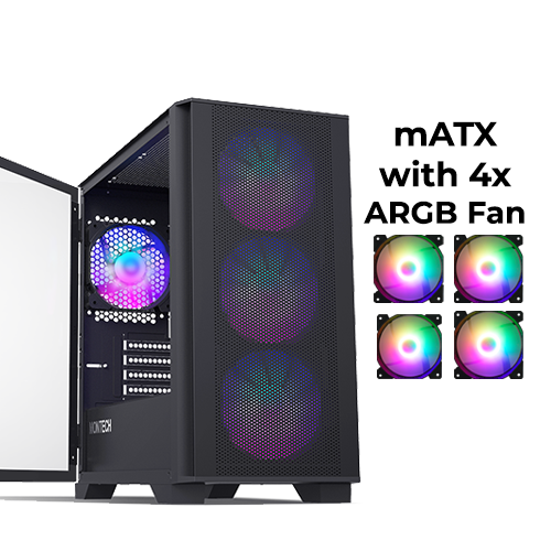 Montech Air 100 ARGB (Black) w/ 4pcs ARGB Fan