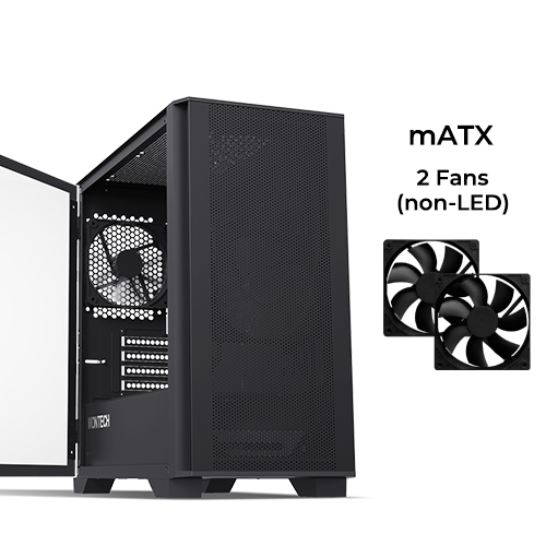 Montech Air 100 LITE (Black) w/ 2pcs non-RGB Fan