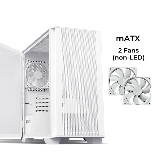 Montech Air 100 LITE (White) w/ 2pcs non-RGB Fan