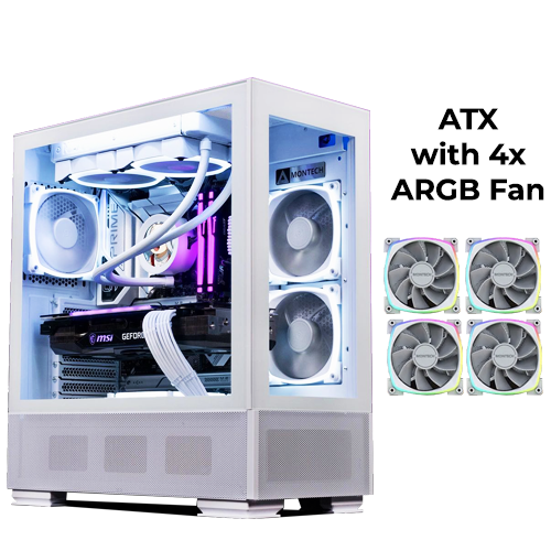 Montech Sky Two (White) w/ 4x ARGB Fans (ATX)