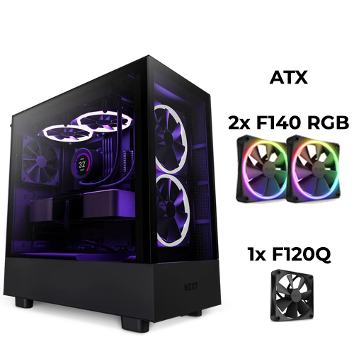 NZXT H5 Elite (Black) w/ 2x F140 RGB & 1x F120Q Fan