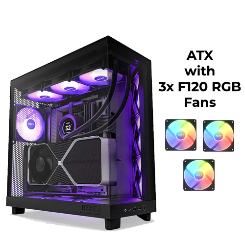 NZXT H6 Flow Black RGB (Dual-Chamber) w/ 3x F120 Fans