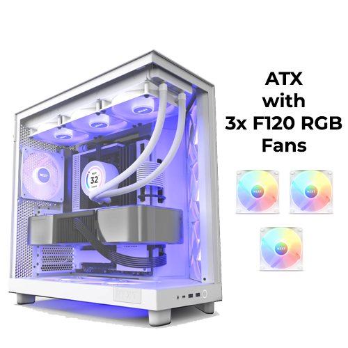 NZXT H6 Flow White RGB (Dual-Chamber) w/ 3x F120 Fans