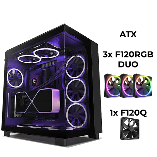 NZXT H9 ELITE (Black) w/ 3x F120RGB Duo & 1x F120Q