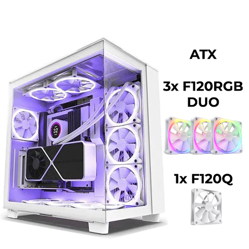 NZXT H9 ELITE (White) w/ 3x F120RGB Duo & 1x F120Q