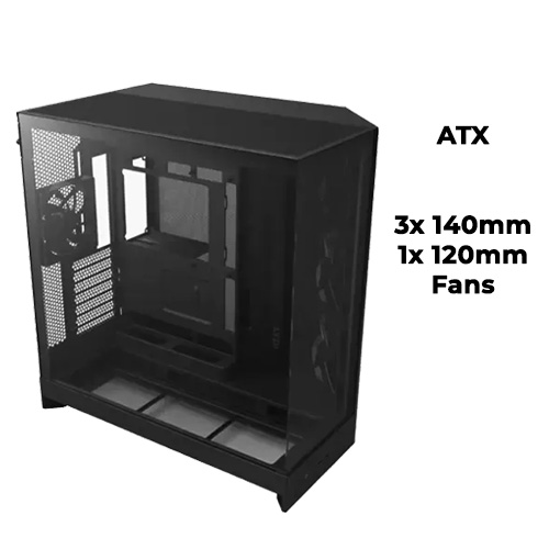 NZXT H9 Flow (2025) (Black) (ATX) w/ 3x 140mm, 1x 120mm Fan