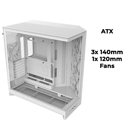 NZXT H9 Flow (2025) (White) (ATX) w/ 3x 140mm, 1x 120mm Fan