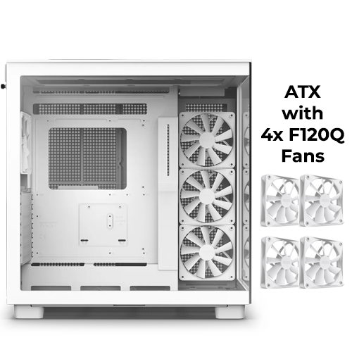 NZXT H9 Flow (White) w/ 4x F120Q Fans