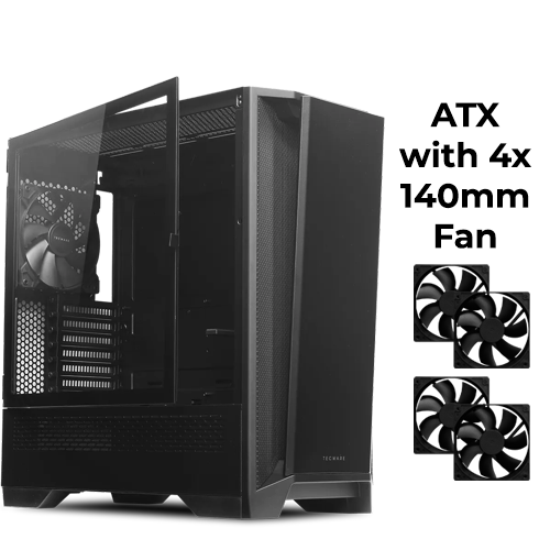 Tecware Edge Air (Black) w/ 4x 140mm Fan (ATX)