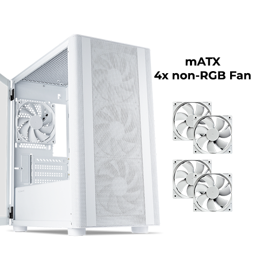 Tecware Flatline White w/ 4pcs non-RGB Fan