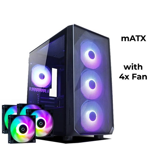 Tecware Forge M (Black) w/ 4pcs ARGB Fan (mATX)