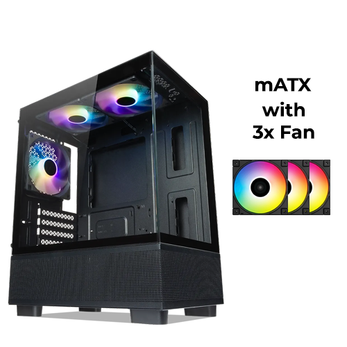 Tecware Infinity M2 (Black) w/ 3x aRGB Fan (mATX)