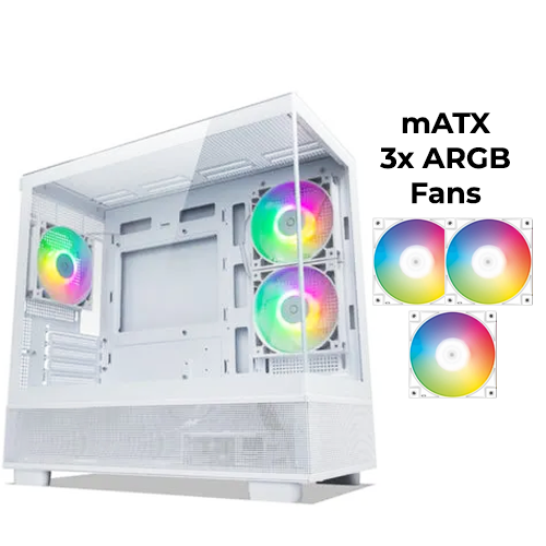 Tecware Infinity M (White) w/ 3x aRGB Fan (mATX)