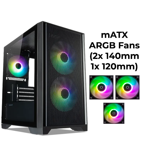 Tecware Neo M2 (Black) w/ 2x 140mm, 1x 120mm fan