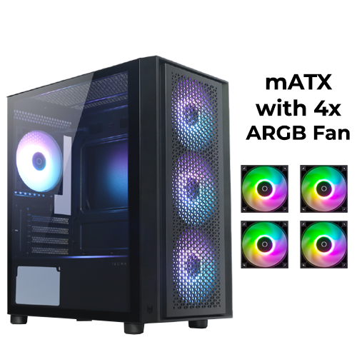 Tecware Neo M Omni (Black) w/ 4pcs ARGB Fan