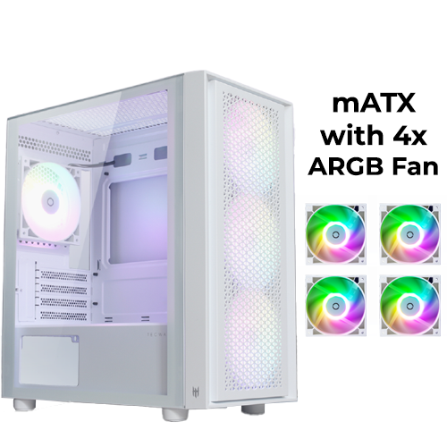 Tecware Neo M Omni (White) w/ 4pcs ARGB Fan