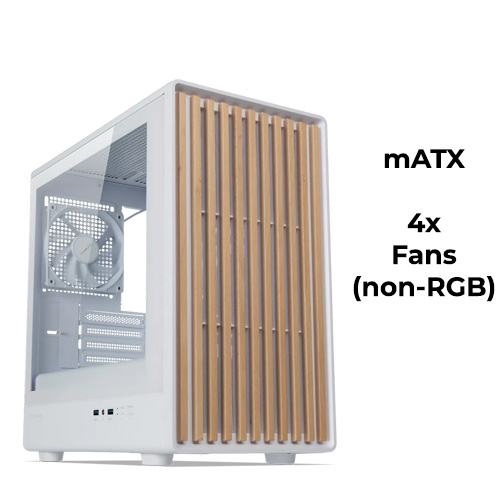 Tecware Timber M (White) w/ 4x Fans (mATX)