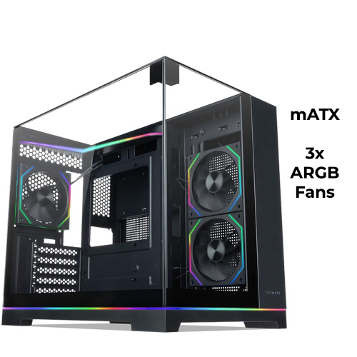 Tecware VX Prism M (Black) Dual-Chamber w/ 3x aRGB Fans (mATX)