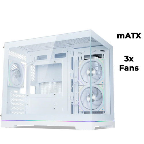 Tecware VXN Glow M (White) Dual-Chamber w/ 3x aRGB Fans (mATX)