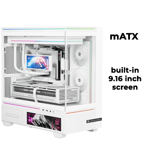 Thermalright TL-M10W Vision (White) w/ 9.16 inch LCD Screen (mATX)