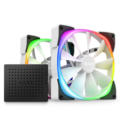 NZXT Aer RGB 2 140mm (White) Twin Pack w/ Hub