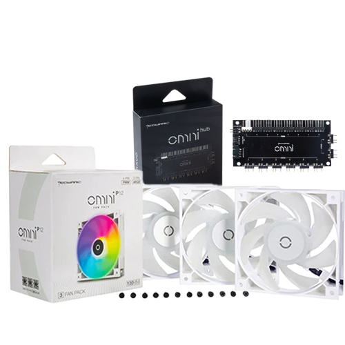 Tecware OMNI P12 WHITE 3-Pack Fan with Hub