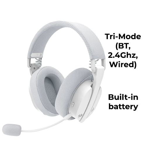 Redragon H888 Luce Wireless Tri-Mode Headset (White)