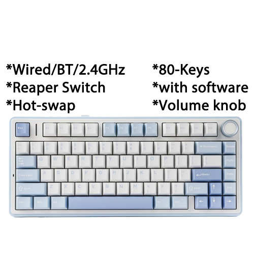 AULA F75 (Sea Salt Blue) Tri-Mode Mechanical Keyboard