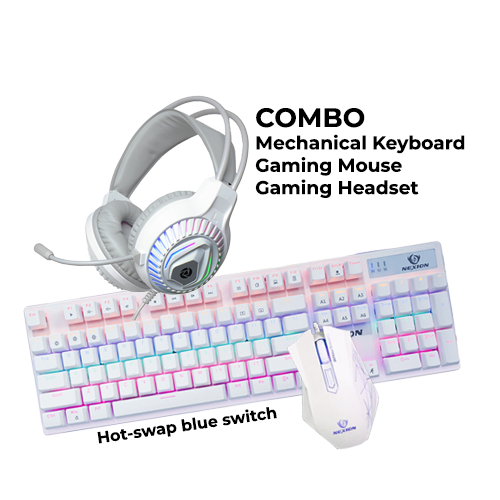 Nexion Combo (White) (Mech KB/Mouse/Headset)