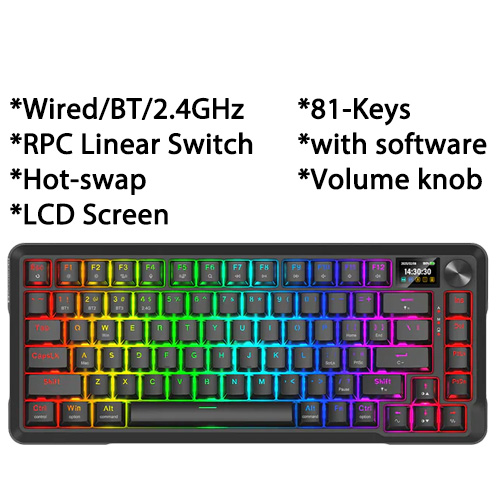 Redragon Behemoth Pro (Black) 81-Keys Wireless Tri-Mode Mechanical Keyboard (K724RGB-RGB-PRO)