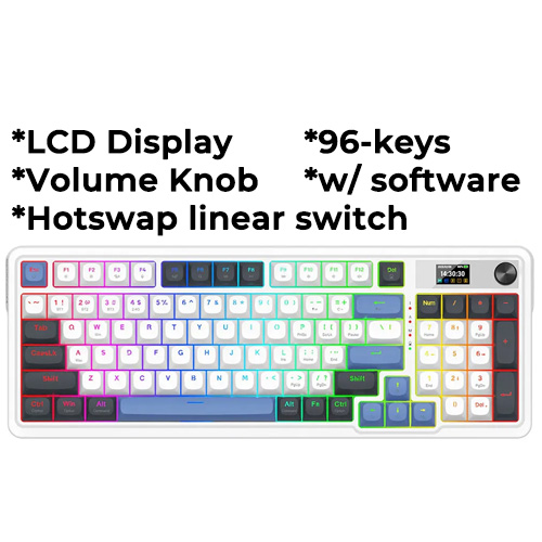 Redragon Galatin Pro (White) 95-Keys Wireless Tri-Mode Mechanical Keyboard (K719WG-RGB-PRO)