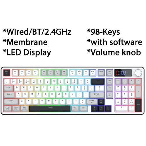 Redragon RM98 ARIA PRO (White-Blue) Wireless Tri-Mode Membrane Keyboard (K527WBL-PRO)