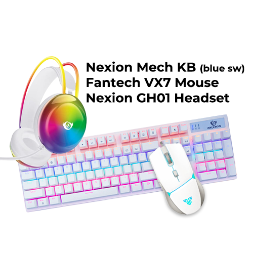 TRIO Bundle A (White) (Mech KB/Mouse/Headset)